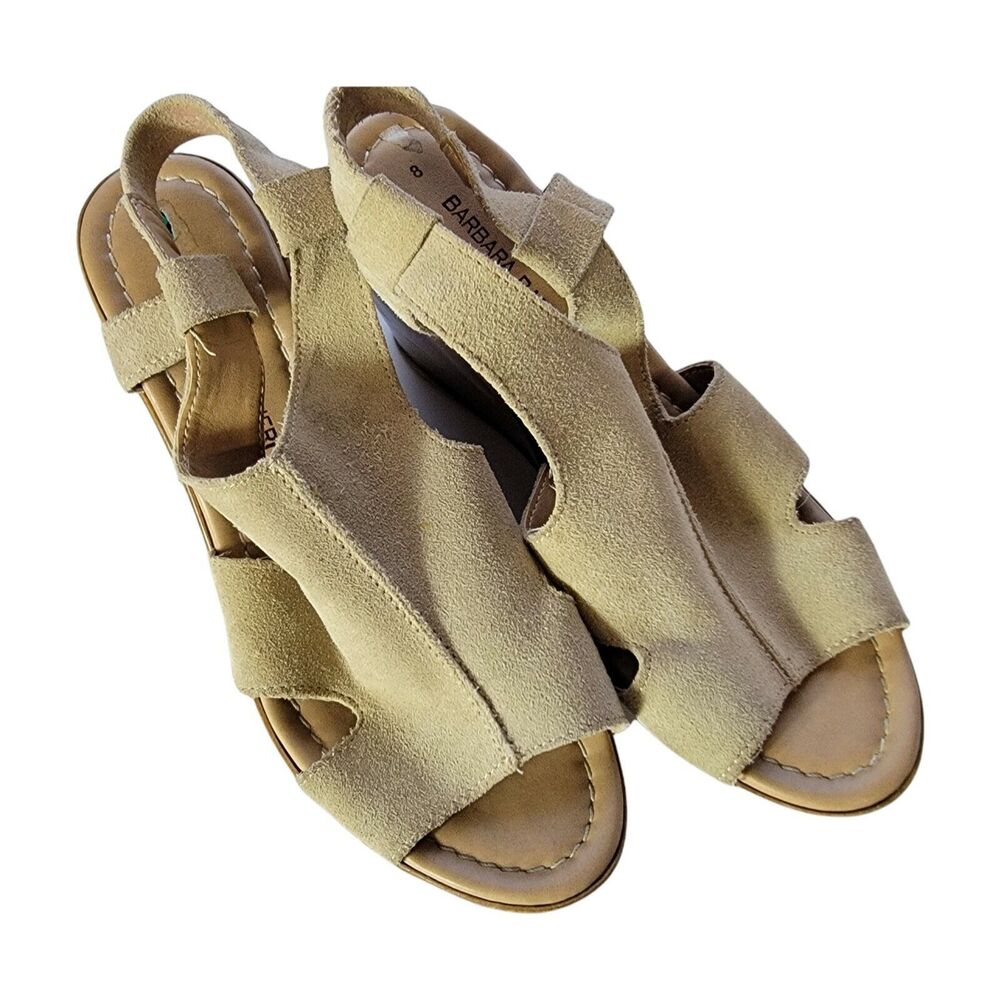 Barbara Barbieri Leather Wedges Block Heel Ankle Strap Sandals Wedge‎